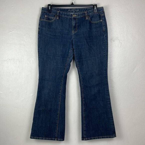 Michael Kors Flare Blue Jeans 33x28 Women's 12P stretch western boho hippie - Picture 1 of 11